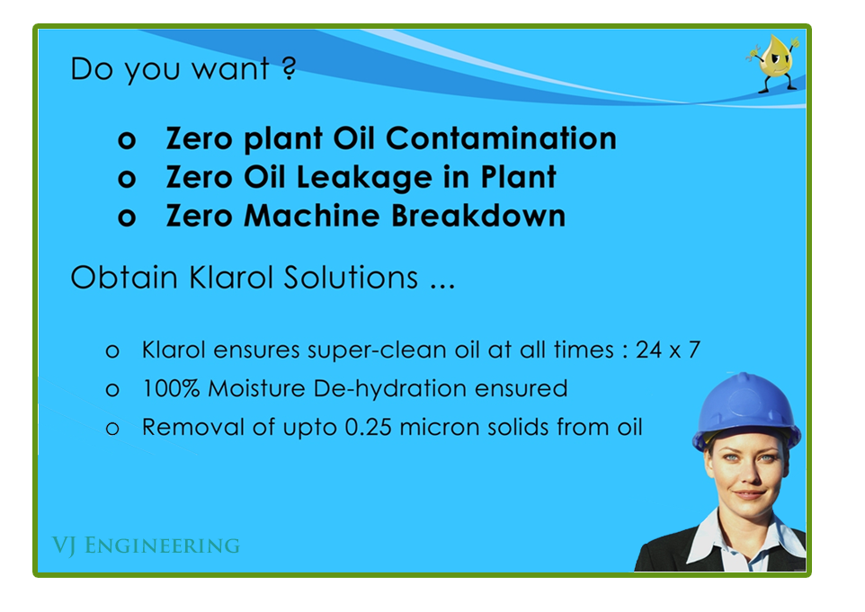Zero Oil Contamination Solution- Oil Recycling or Oil Cleaning System
